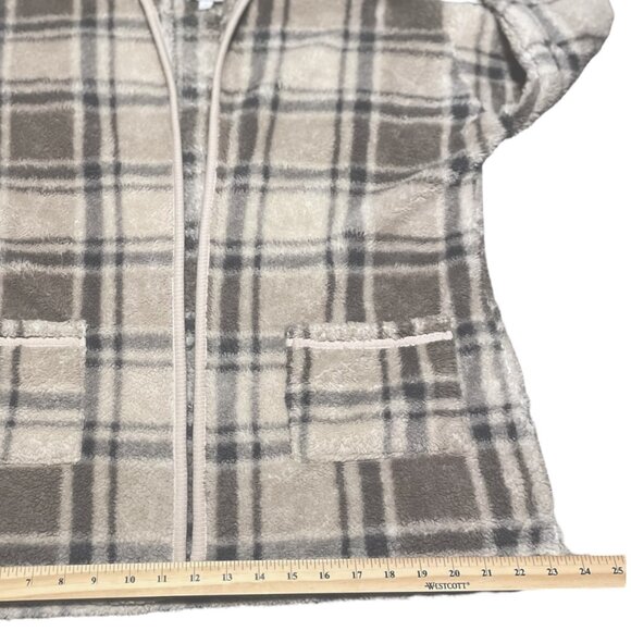 Koolaburra by Ugg Plaid Fleece Cardigan Cozy Soft Hooded Sweater Oversized - Picture 9 of 14